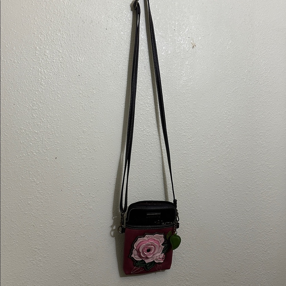 Chala Floral Pink and Brown Crossbody Bag - Picture 8 of 9